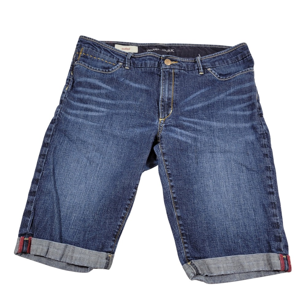 Banana Republic Denim Bermuda Shorts Womens 14 Blue Excellent Classic Stretch